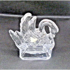 Crystal, Glass Swan with Floral Wreath, Sia Candle, Tealight Holder, Vintage